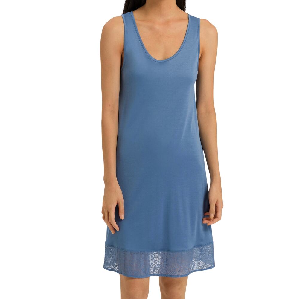 Hanro Audrey Nightgown Dusty Blue Tank Slip Dress Size M US 10 12 Portugal